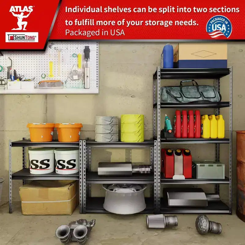 Atlas Shelving 5-Tier 30"x12"x60" 2000lbs Steel Boltless Shelving with Laminate Deck Hammertone: Adjustable Rust-Resistant Storage Racks