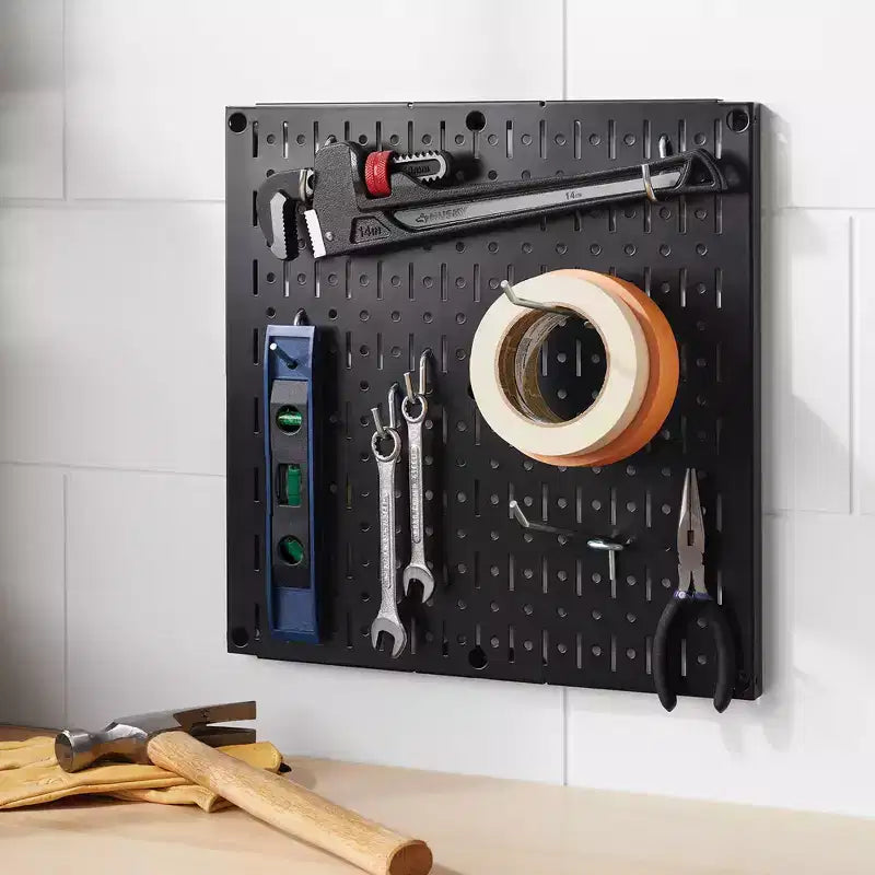 16" Square Metal Pegboard - Brightroom™: Wall & Garage Storage Organizer, Carbon Steel, Black, 100 lb Capacity