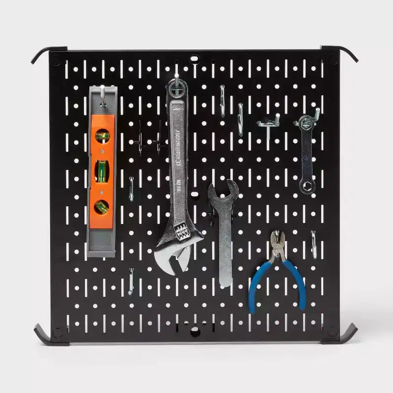 16" Square Metal Pegboard - Brightroom™: Wall & Garage Storage Organizer, Carbon Steel, Black, 100 lb Capacity
