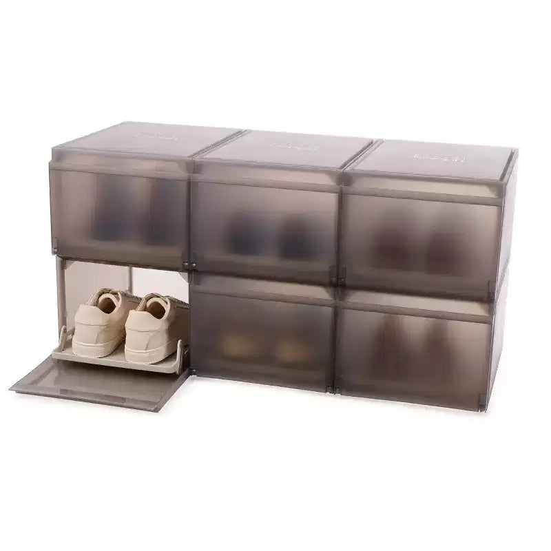 Joseph Joseph 6pk Shoe Case Premium Shoe Storage Box with Slide-Out Shoe Tray: Polypropylene Frame, Off-White, Holds 6 Pairs
