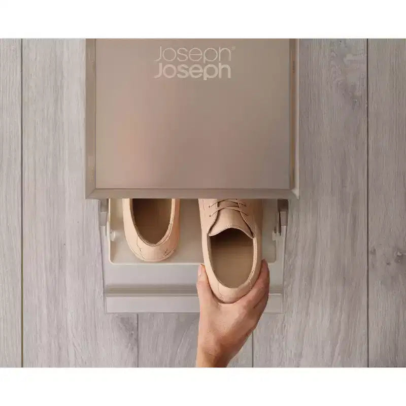 Joseph Joseph 6pk Shoe Case Premium Shoe Storage Box with Slide-Out Shoe Tray: Polypropylene Frame, Off-White, Holds 6 Pairs