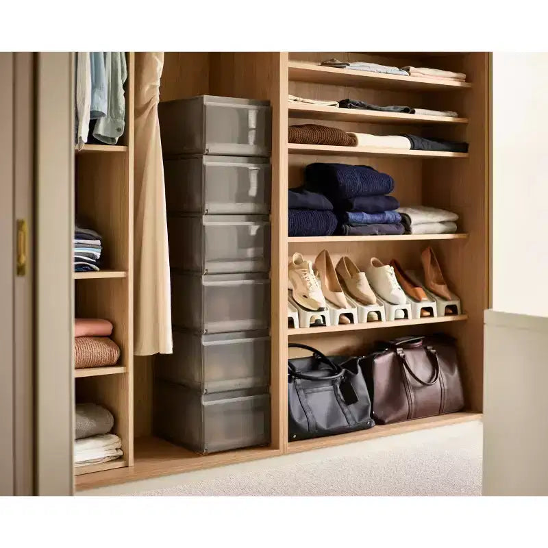 Joseph Joseph 6pk Shoe Case Premium Shoe Storage Box with Slide-Out Shoe Tray: Polypropylene Frame, Off-White, Holds 6 Pairs