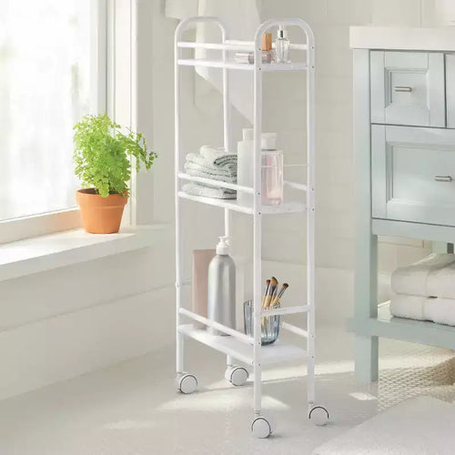 Chariot de rangement métallique étroit à 3 étagères Blanc - Brightroom™