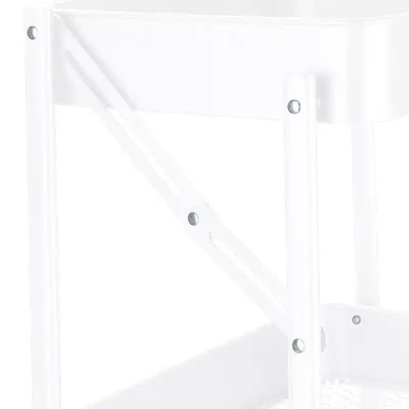 Organize It All 3 Tier Folding Metal Utility Storage Rolling Cart with Lockable Wheels White