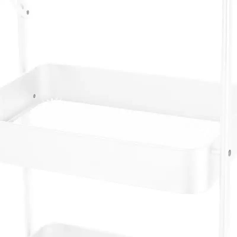 Organize It All 3 Tier Folding Metal Utility Storage Rolling Cart with Lockable Wheels White