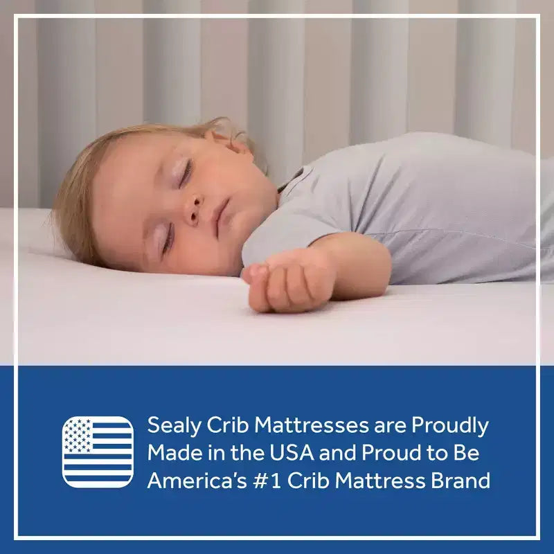 Sealy Refresh Breathable Knit Crib 6" Foam Mattress - White: Firm Side/Soft Side, Hypoallergenic, Waterproof Cover