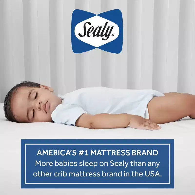 Sealy Refresh Breathable Knit Crib 6" Foam Mattress - White: Firm Side/Soft Side, Hypoallergenic, Waterproof Cover