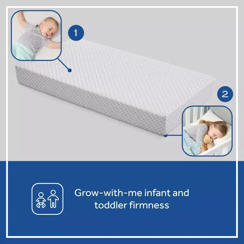 Sealy Refresh Breathable Knit Crib 6" Foam Mattress - White: Firm Side/Soft Side, Hypoallergenic, Waterproof Cover