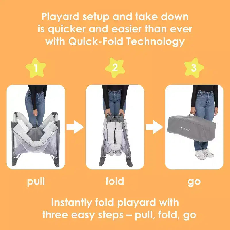 Baby Trend Play Suite 3-in-1 Quick-Fold Playard with Baby Gym - Quartz Stone: Maximum Weight Capacity 30 lbs, Polyester Fill, Steel Frame
