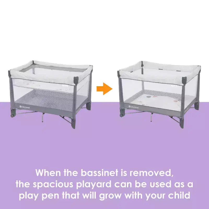 Baby Trend Play Suite 3-in-1 Quick-Fold Playard with Baby Gym - Quartz Stone: Maximum Weight Capacity 30 lbs, Polyester Fill, Steel Frame