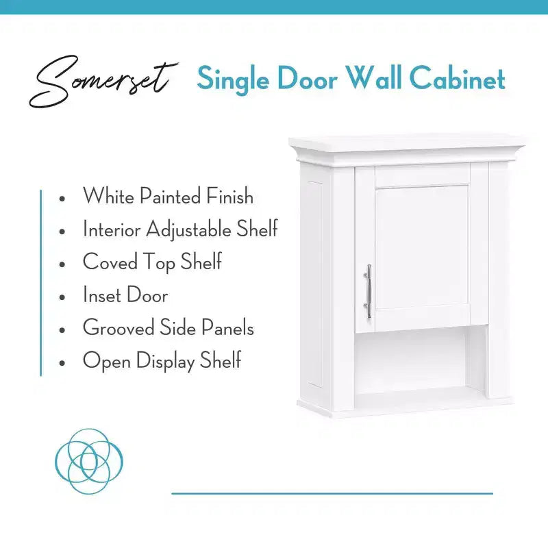 RiverRidge Home Somerset Single Door Bathroom and Laundry Wall Mount Storage Medicine Cabinet White
