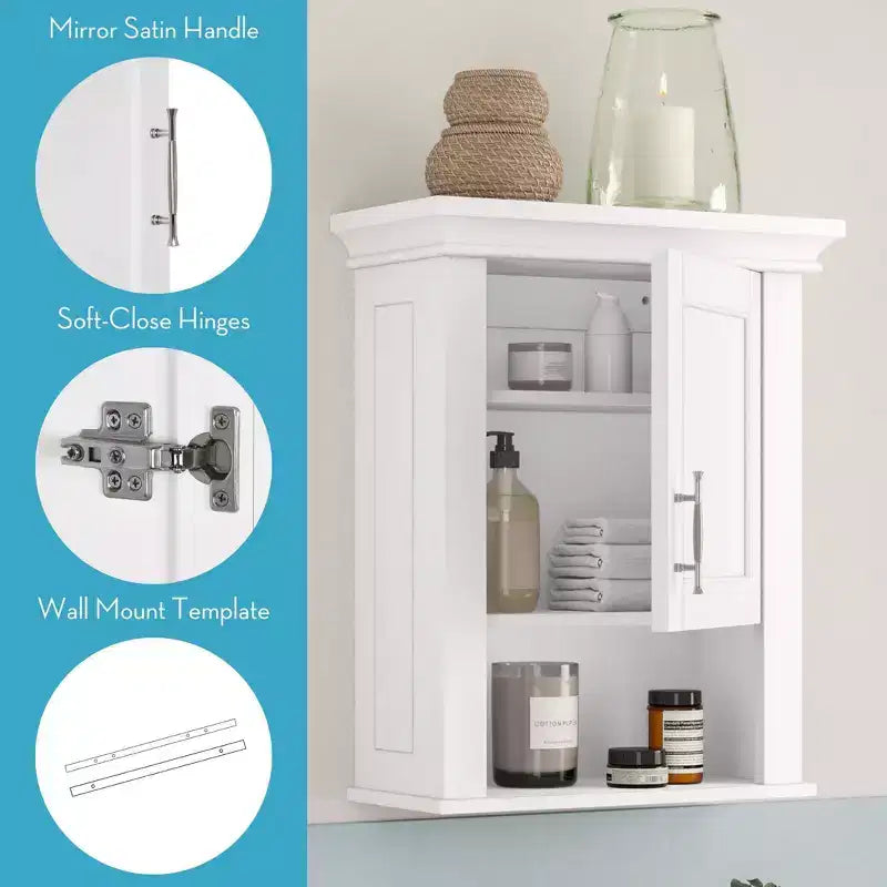 RiverRidge Home Somerset Single Door Bathroom and Laundry Wall Mount Storage Medicine Cabinet White