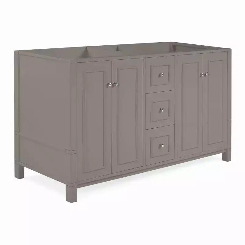 Alaterre Furniture Williamsburg 60 in. Double Sink Bathroom Vanity - Freestanding Cabinet Without Top, Gray