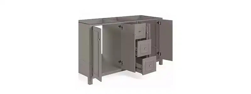 Alaterre Furniture Williamsburg 60 in. Double Sink Bathroom Vanity - Freestanding Cabinet Without Top, Gray