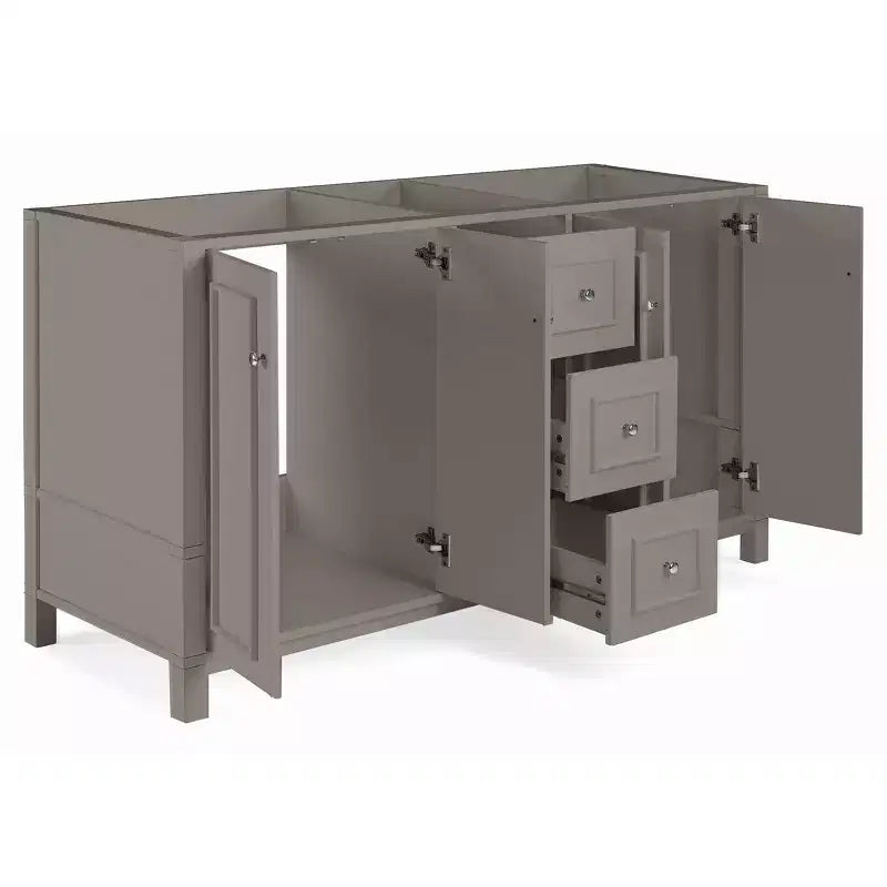 Alaterre Furniture Williamsburg 60 in. Double Sink Bathroom Vanity - Freestanding Cabinet Without Top, Gray