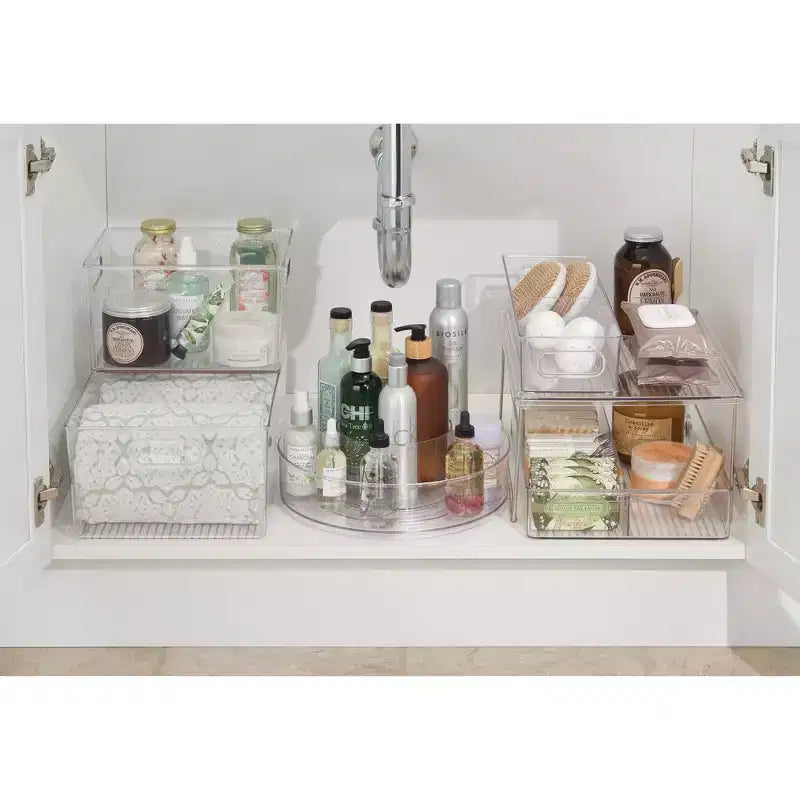 iDESIGN Linus Plateau tournant de rangement en plastique transparent : Meuble de rangement de salle de bain rotatif