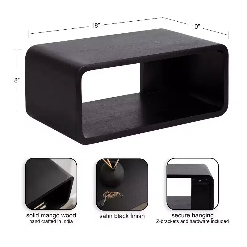 Kate & Laurel All Things Decor 18"x10" Deguara Floating Shelf Black