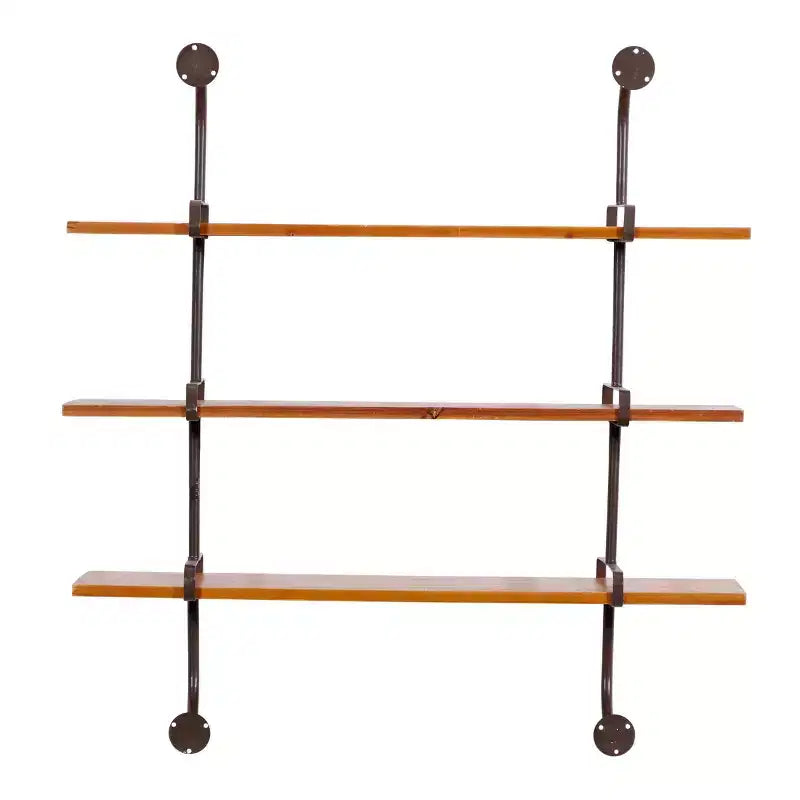 38"x38" Wood 3 Level Wall with Metal Brackets Brown - Olivia & May: Industrial Style, No Assembly Required