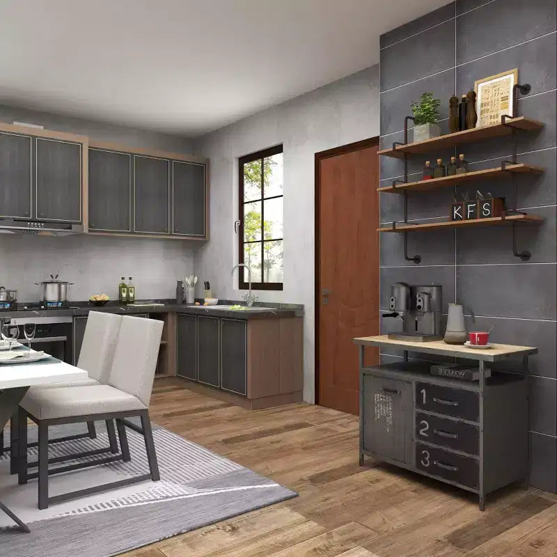 38"x38" Wood 3 Level Wall with Metal Brackets Brown - Olivia & May: Industrial Style, No Assembly Required