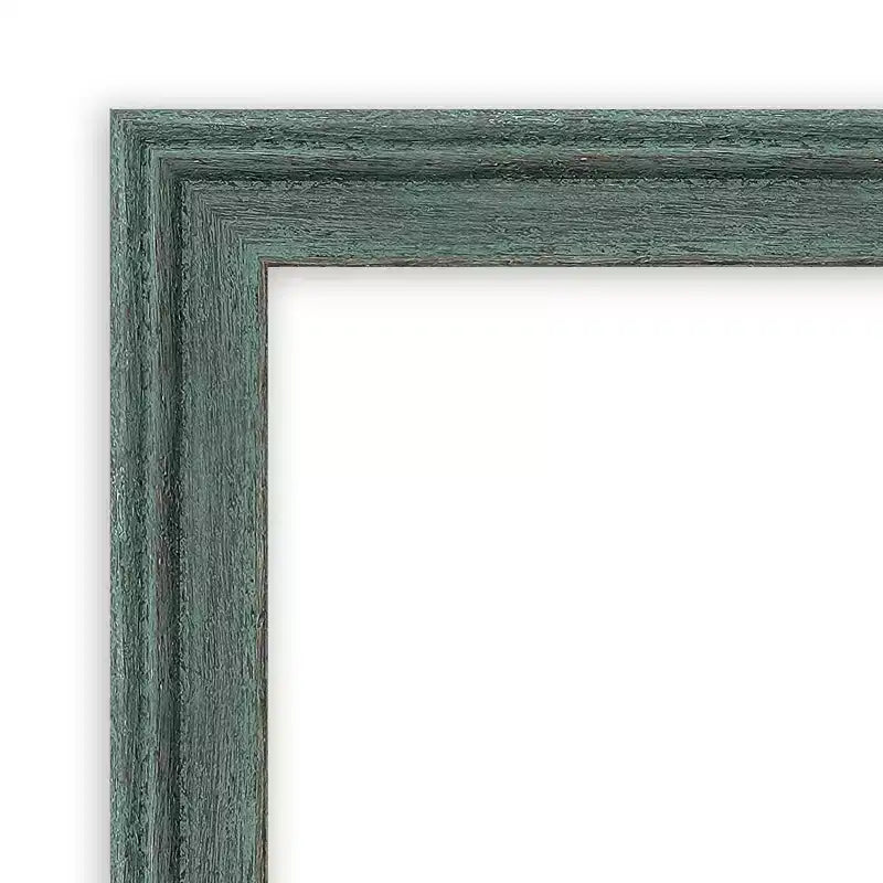 40"x28" Non-Beveled Upcycled Wood Bathroom Wall Mirror Teal/Gray - Amanti Art: Modern Rectangle, Wall Mount, Includes Hardware