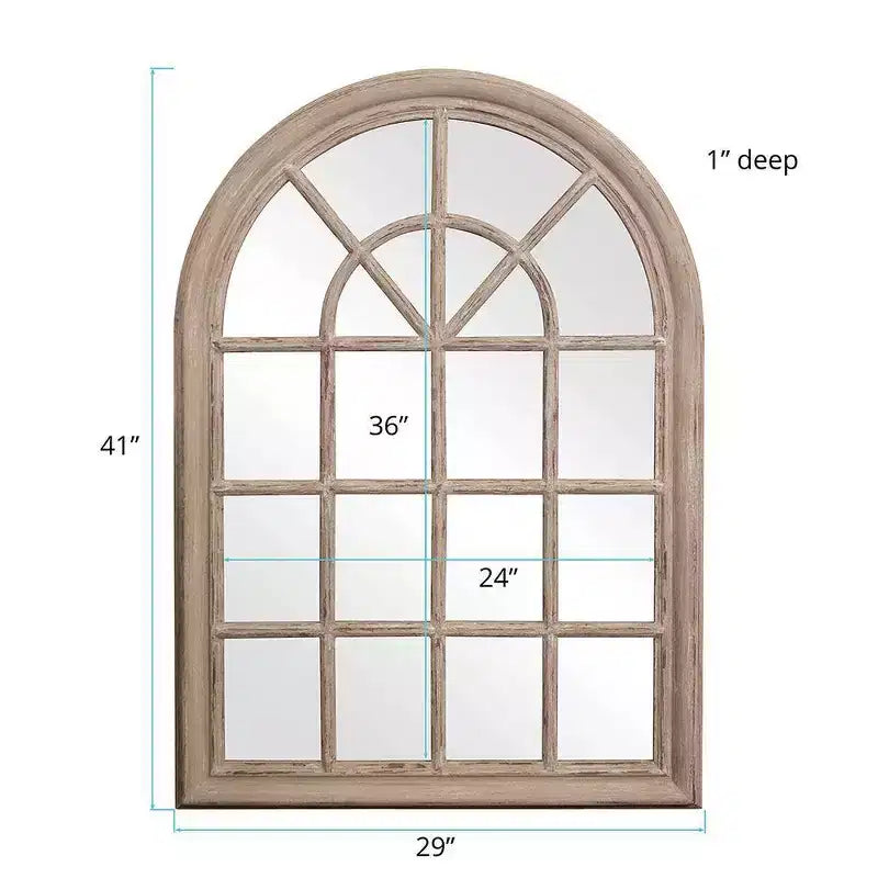 Howard Elliott 41"x29" Windowpane Wood Framed Wall Mirror Taupe