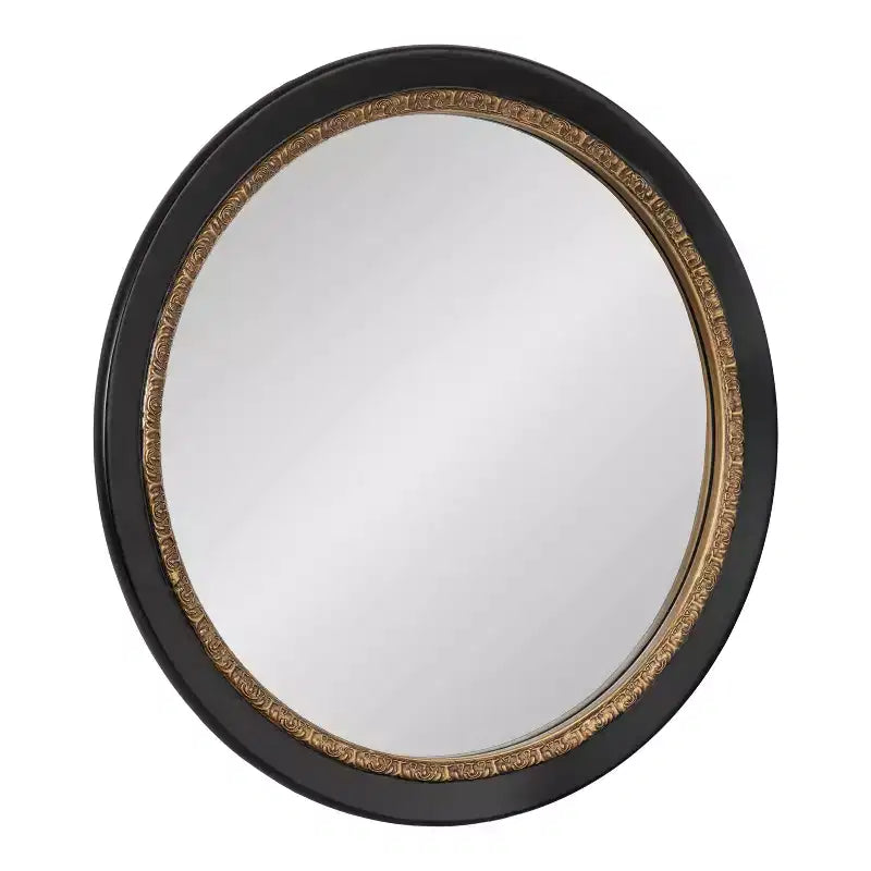 Kate & Laurel All Things Decor 26"x26" Wildomar Round Wall Mirror Black