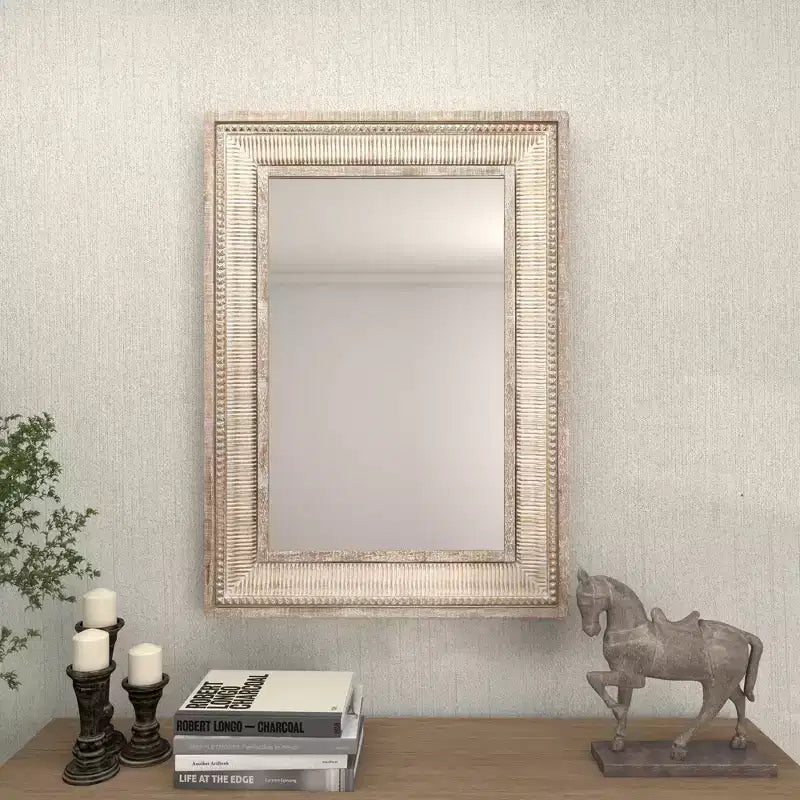 Olivia & May Metal Intricately Carved Wall Mirror Brown: Farmhouse Style, Iron Frame, No Assembly Required