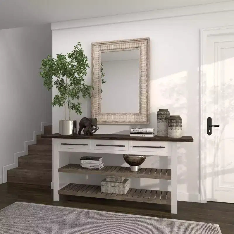 Olivia & May Metal Intricately Carved Wall Mirror Brown: Farmhouse Style, Iron Frame, No Assembly Required