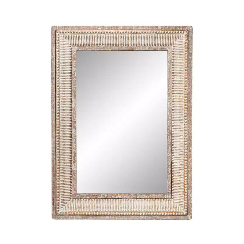 Olivia & May Metal Intricately Carved Wall Mirror Brown: Farmhouse Style, Iron Frame, No Assembly Required