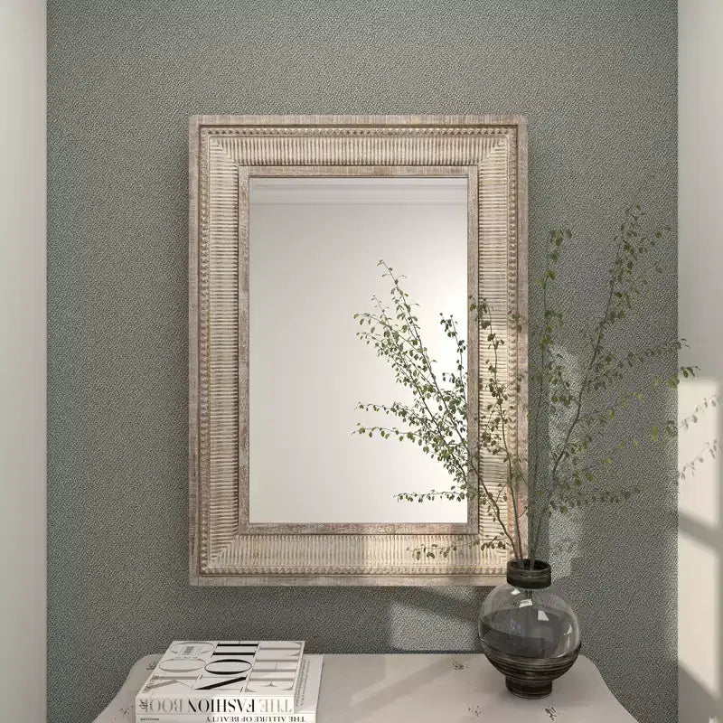 Olivia & May Metal Intricately Carved Wall Mirror Brown: Farmhouse Style, Iron Frame, No Assembly Required