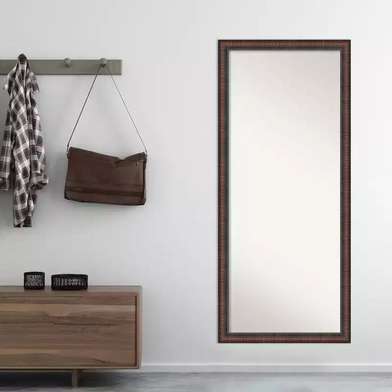 Amanti Art 28"x64" Non-Beveled Full Length Floor Leaner Caleb Brown Framed Mirror: Rustic Farmhouse Style, Polystyrene Frame