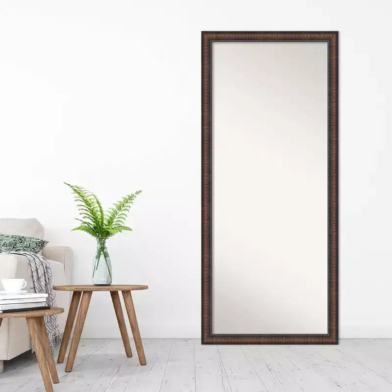 Amanti Art 28"x64" Non-Beveled Full Length Floor Leaner Caleb Brown Framed Mirror: Rustic Farmhouse Style, Polystyrene Frame