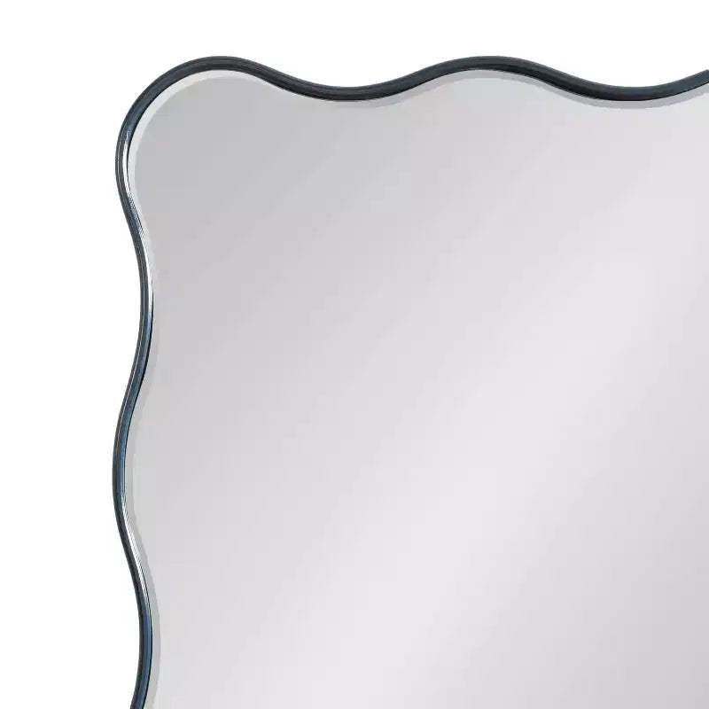 Kate & Laurel All Things Decor 24"X36" Viona Rectangle Scalloped Mirror Navy Blue