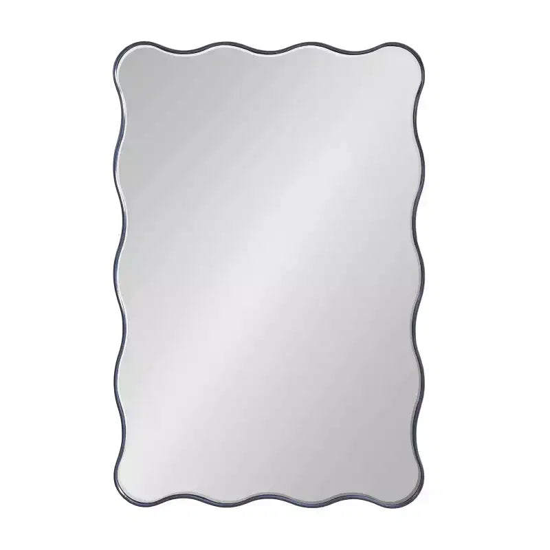 Kate & Laurel All Things Decor 24"X36" Viona Rectangle Scalloped Mirror Navy Blue