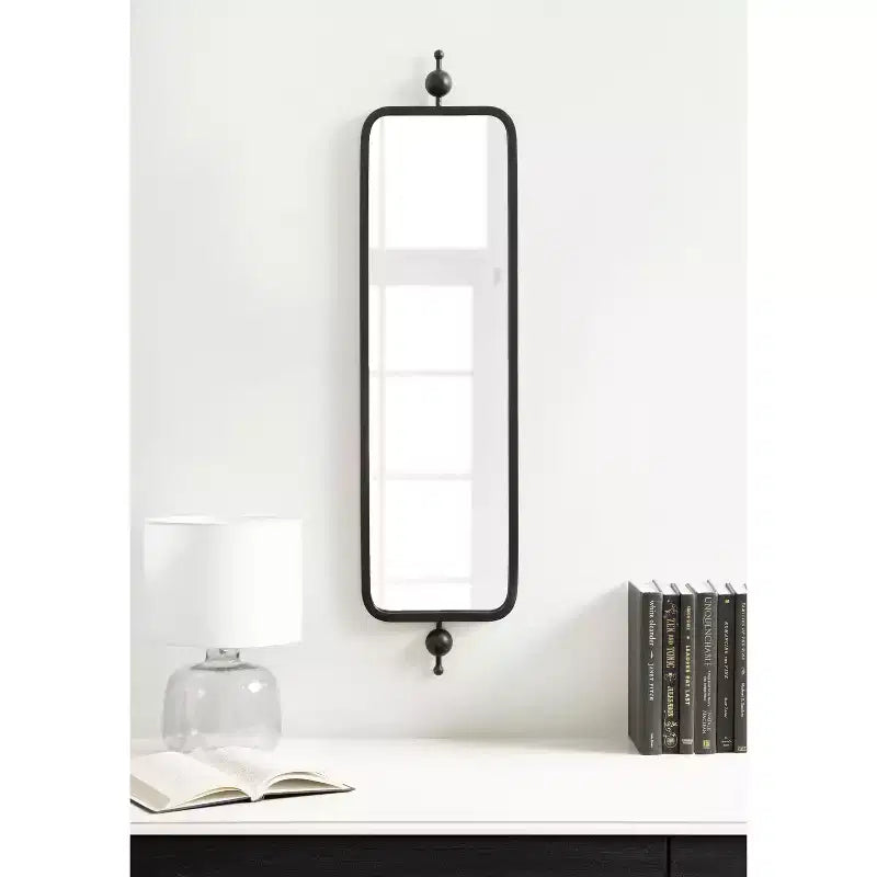 Kate & Laurel All Things Decor 9"x36" Kasota Slim Rectangle Mirror Metal Black