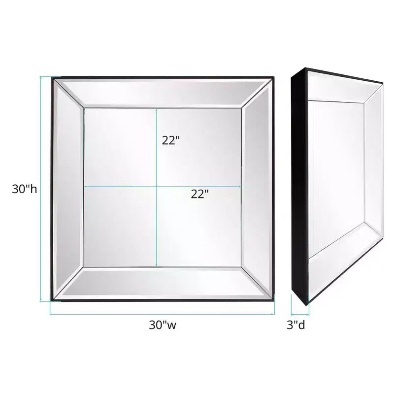 Howard Elliott Modern Square Decorative Vogue Wall Mirror Silver: 22"x22", Glass & Wood Frame, No Assembly Required