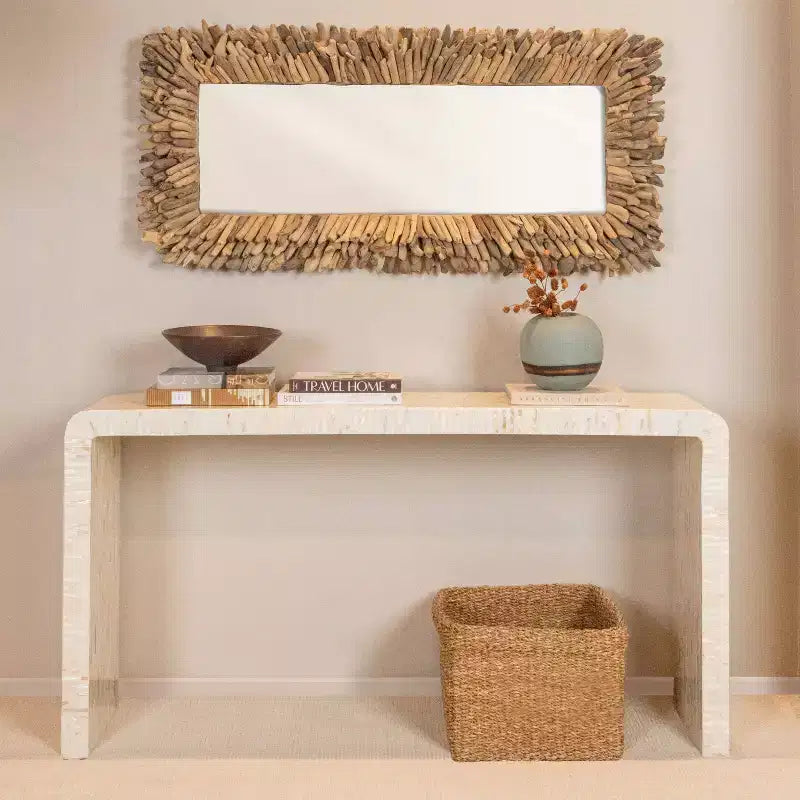 Storied Home Big Driftwood Framed Wall Mirror Natural: Coastal-Inspired, Rectangular, Wood & Glass, 24"x52.5"