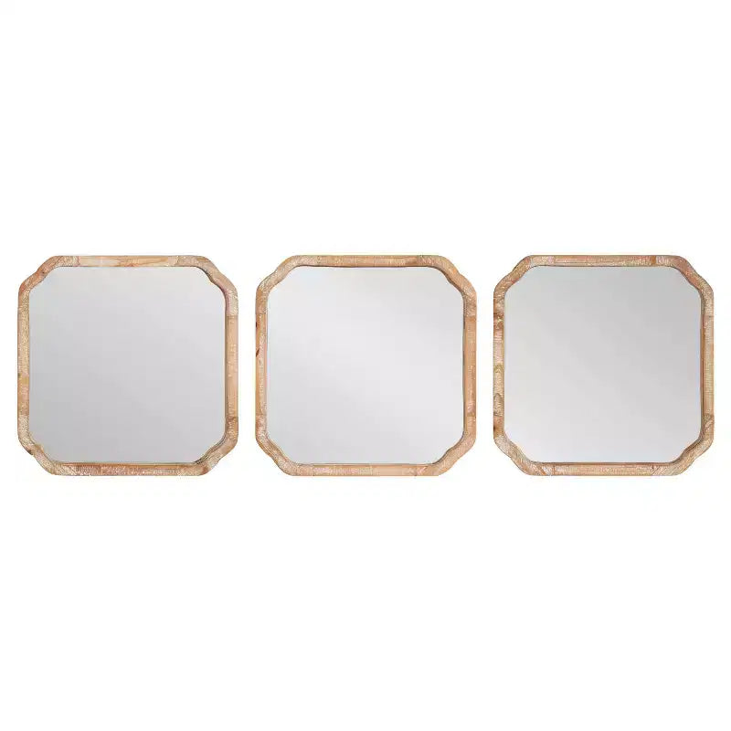 Kate & Laurel All Things Decor 3pc Marston Wood Wall Mirror Set Brown