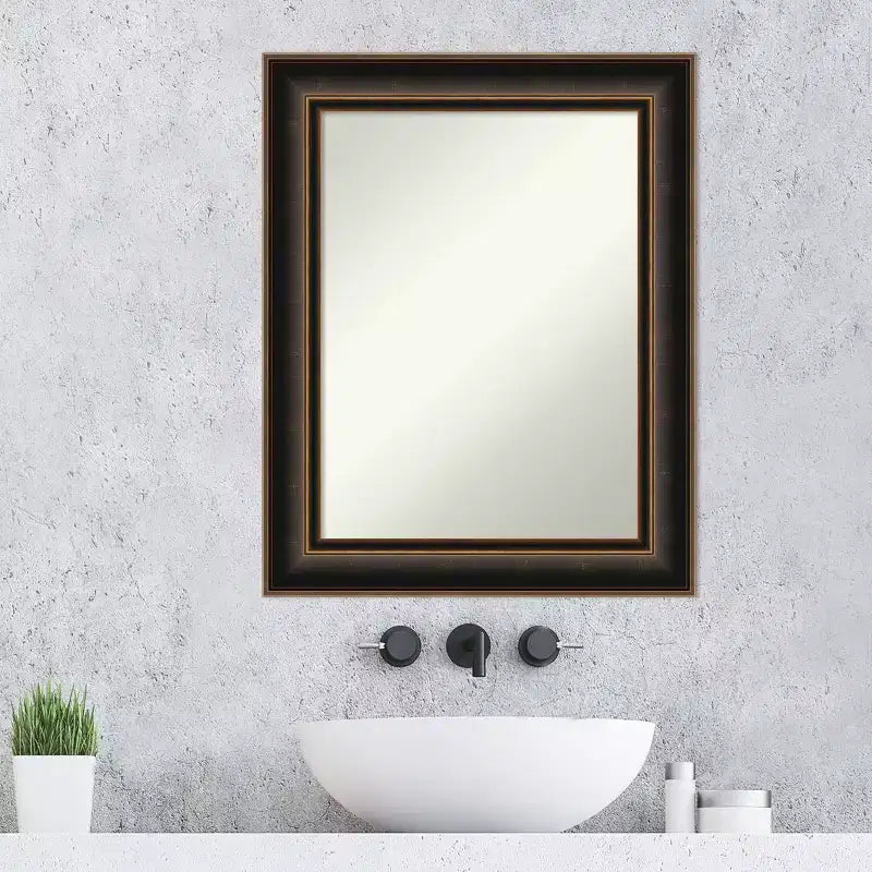 24"x30" Villa Wood Wall Mirror, Oil Rubbed Bronze Frame, No Assembly - Amanti Art