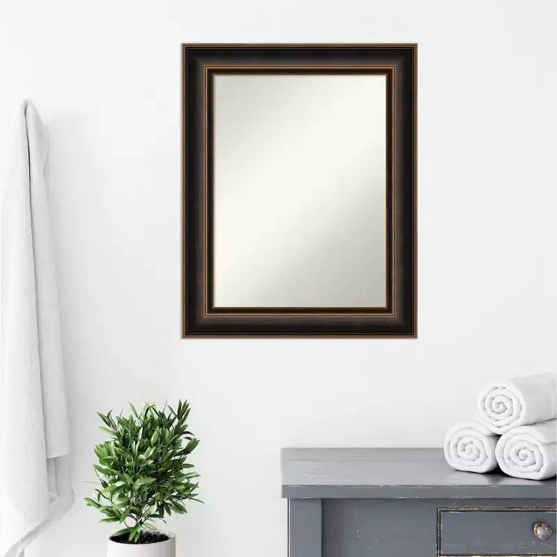 24"x30" Villa Wood Wall Mirror, Oil Rubbed Bronze Frame, No Assembly - Amanti Art