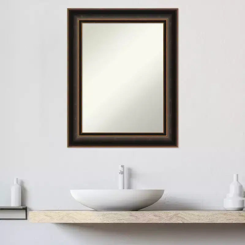 24"x30" Villa Wood Wall Mirror, Oil Rubbed Bronze Frame, No Assembly - Amanti Art