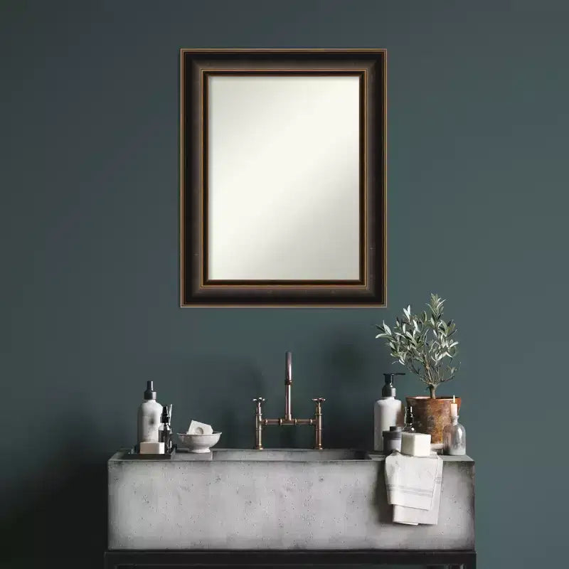 24"x30" Villa Wood Wall Mirror, Oil Rubbed Bronze Frame, No Assembly - Amanti Art