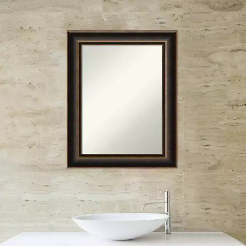 24"x30" Villa Wood Wall Mirror, Oil Rubbed Bronze Frame, No Assembly - Amanti Art