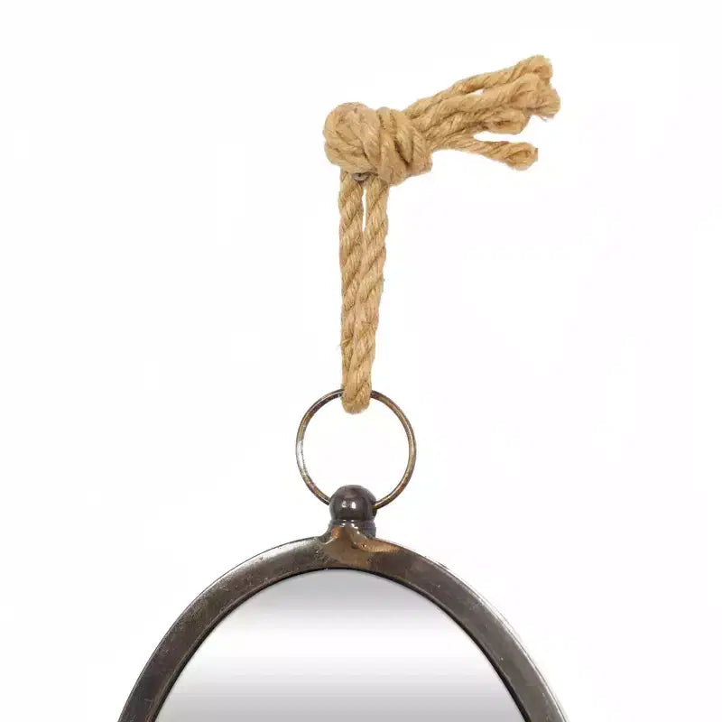 Set of 5 Metal Wall Mirrors with Hanging Rope Gray - Olivia & May