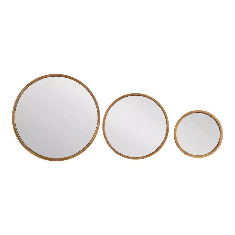 Kate & Laurel All Things Decor (Set of 3) Valenti Round Wall Mirror Set Rustic Brown
