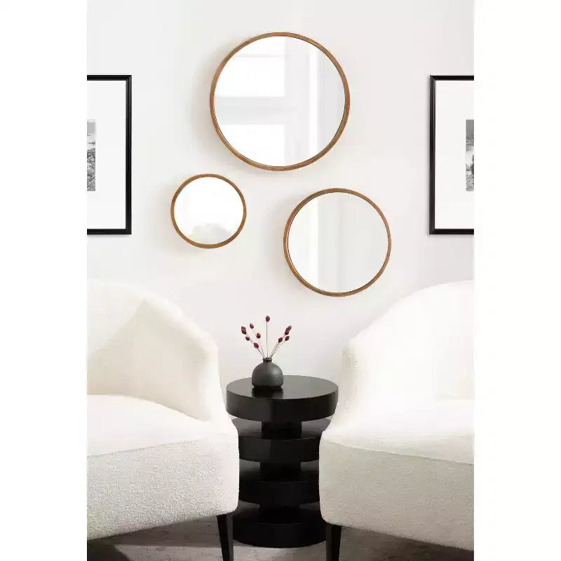Kate & Laurel All Things Decor (Set of 3) Valenti Round Wall Mirror Set Rustic Brown