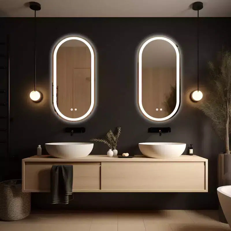 WallBeyond 15.75"x31.5" Oval LED Vanity Mirror Clear