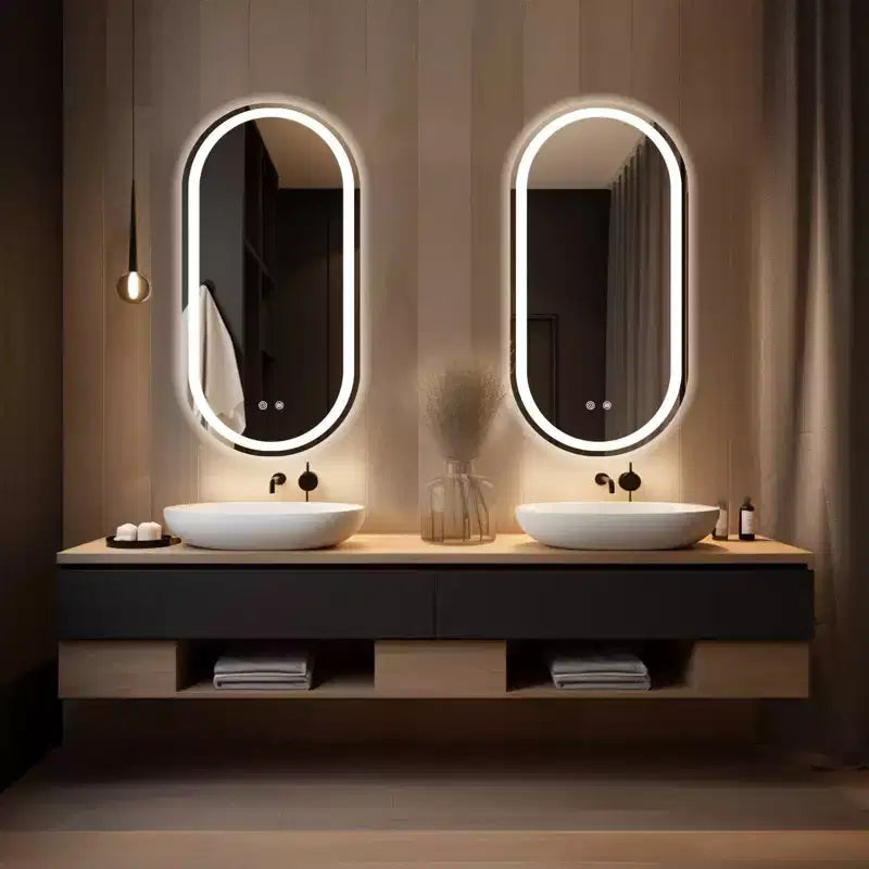 WallBeyond 15.75"x31.5" Oval LED Vanity Mirror Clear