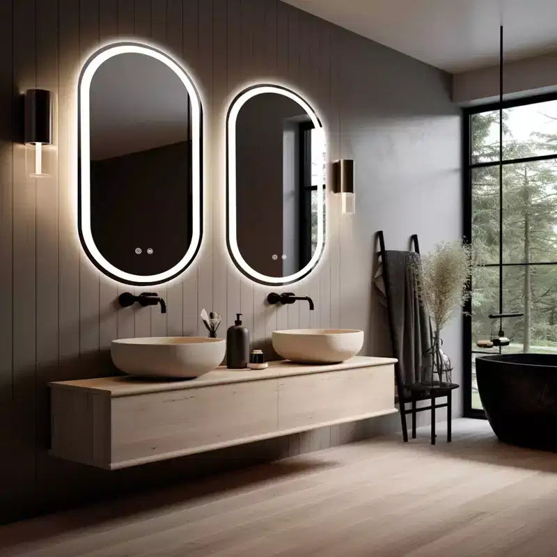 WallBeyond 15.75"x31.5" Oval LED Vanity Mirror Clear