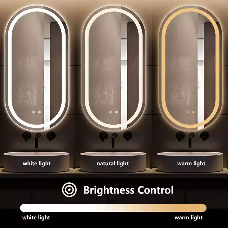 WallBeyond 15.75"x31.5" Oval LED Vanity Mirror Clear
